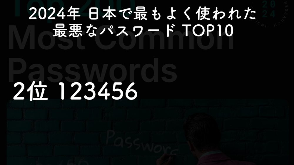2024年 日本で最もよく使われた 最悪なパスワード TOP10 2位 123456