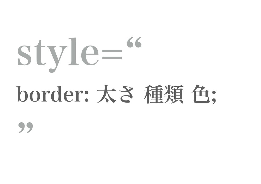 style=“ border: 太さ 種類 色; ”