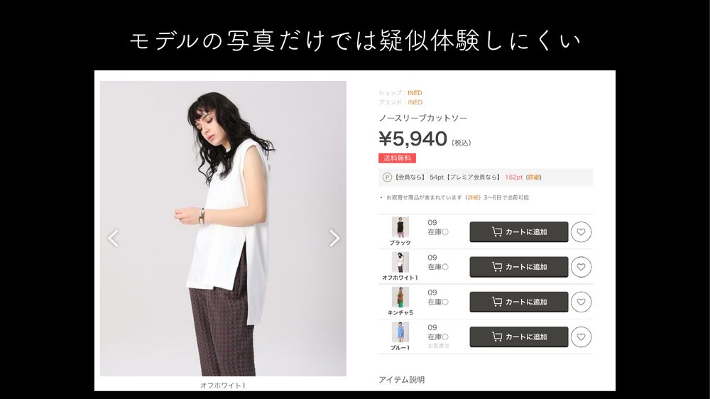 モデルの写真だけでは疑似体験しにくい